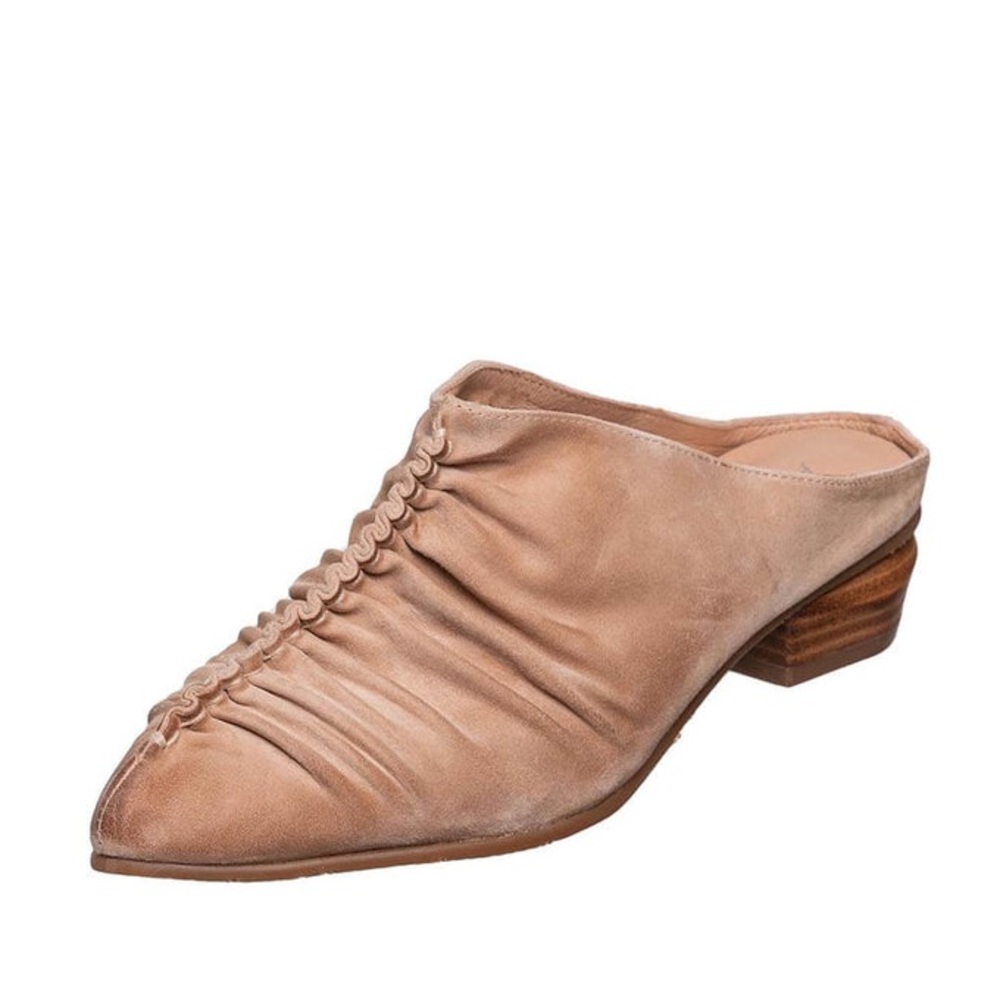 Antelope Liselle Peach Beige Suede Ruched Comfy Heel Mules - 7 / 7.5